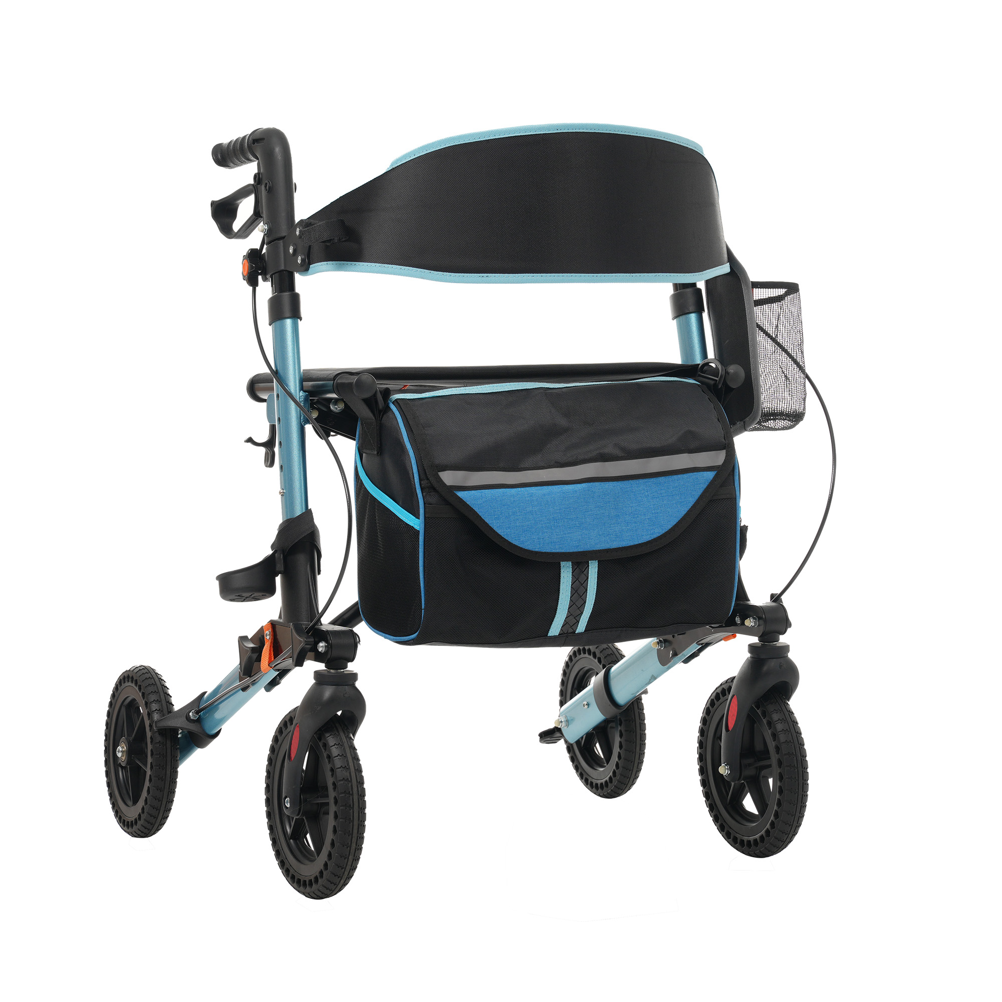 歩行器 歩行車 シルバーカー 室外用 折りたたみ可能 杖置き 6段階調節可能 座面付き 四輪 キャスター付き おしゃれ 座れる 散歩 シニア 歩行補助 買い物 ショッピングカー 大容量 老人車 手押し