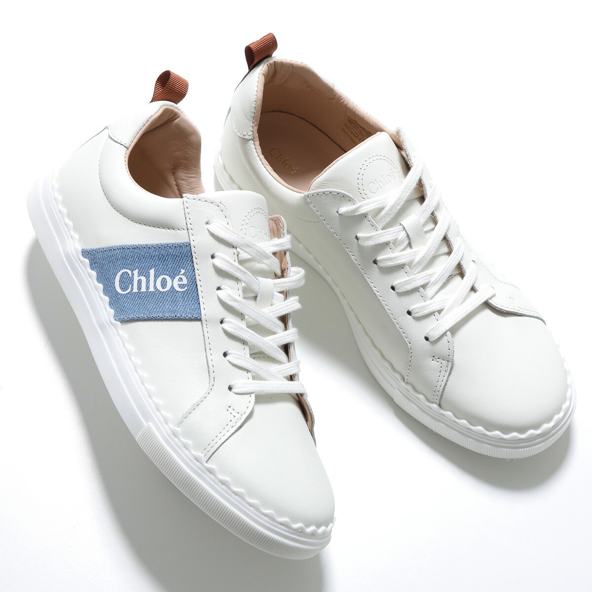 Chloe KIDS クロエ キッズ スニーカー C20887 レディース ガールズ ローカット レザー ロゴ デニム シューズ 靴 117/OFFWHITE