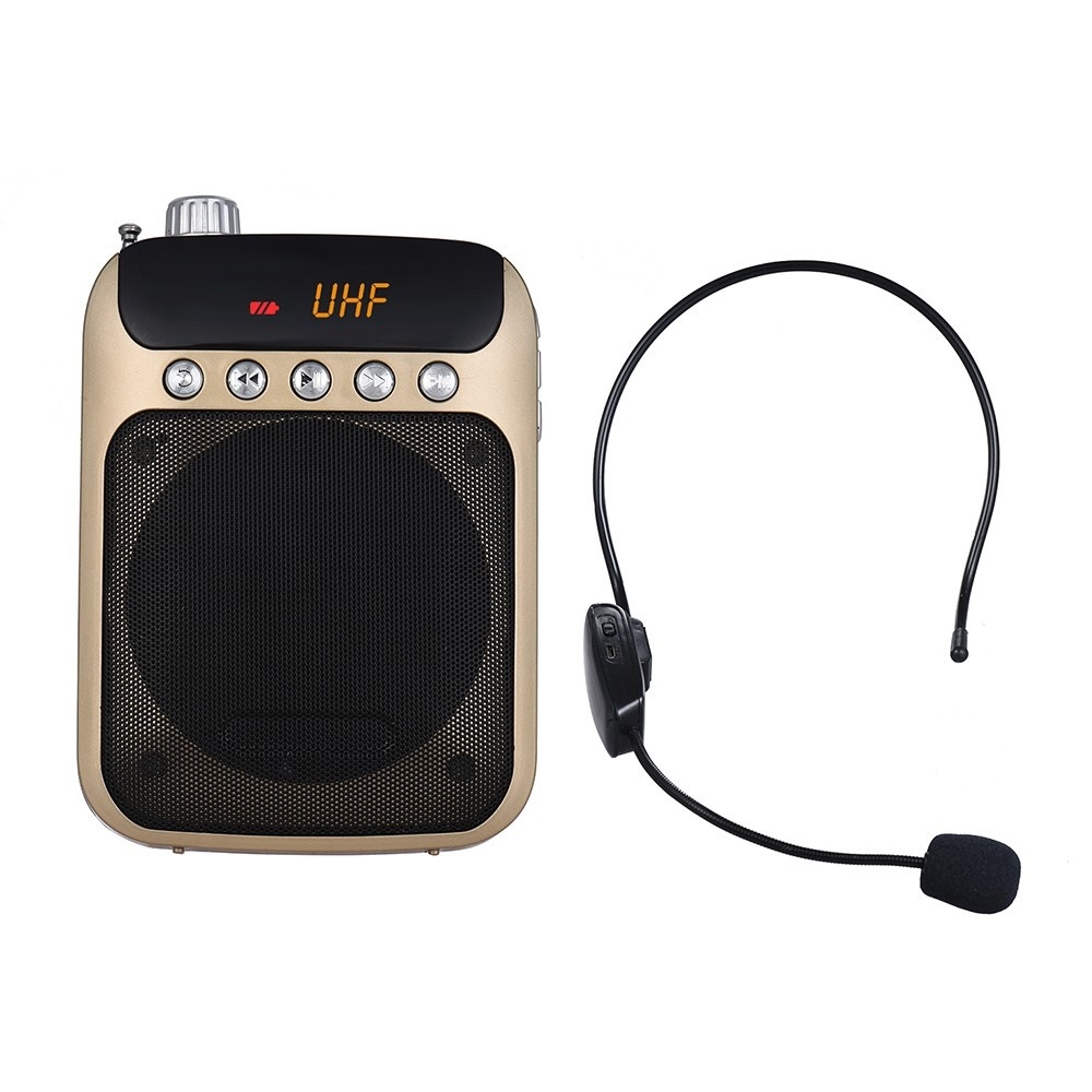 UHFミニポータブル音声アンプアンプ拡声器FMラジオワイヤレスヘッドセットマイクマイクサポートTFカード 5,328円