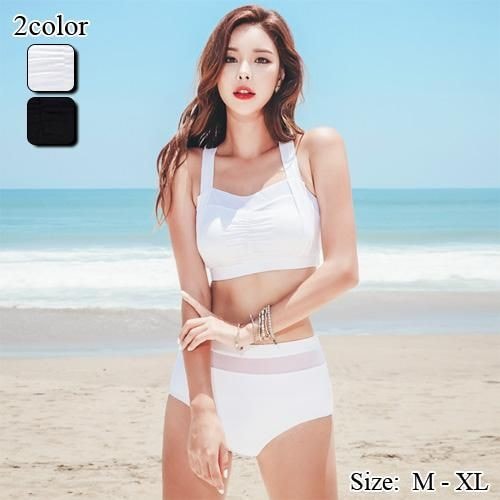 【グラシア】 水着 ハイウエスト レディース ビーチウェア スイムウェア 流行 海 プール ビキニ クロス ストリング メッシュ 高級感 すっきり 安心感 魅力的 バックスタイル 爽やか シアー ブラ