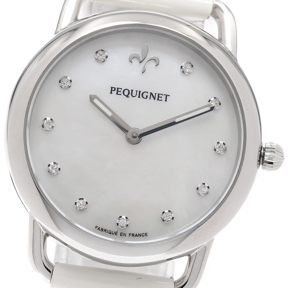 ペキネ Pequignet 8333503CD/GV モーレア エキウス 11Pダイヤ クォーツ レディース 良品 _941914【中古】