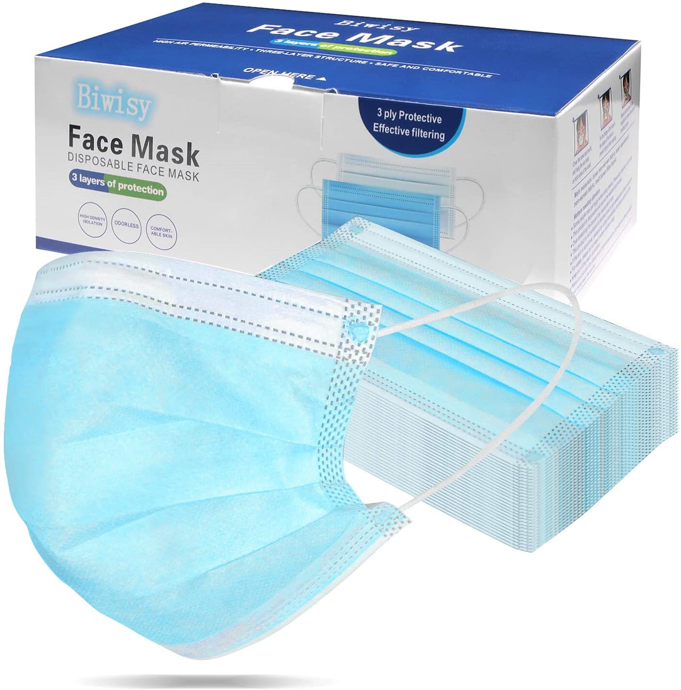 [アメリカ直送][安全な三重レイヤー] [呼吸しやすい製品] Biwisy 50pcs 3枚重ね使い