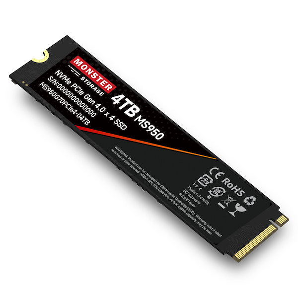 セール Monster Storage SSD 4TB NVMe PCIe Gen4×4 PS5確認済み R:7,100MB s W:6,100MB s ヒートシンク付き M.2 Type 2280 内蔵SSD 3D NAND 国内正規品 5年保証