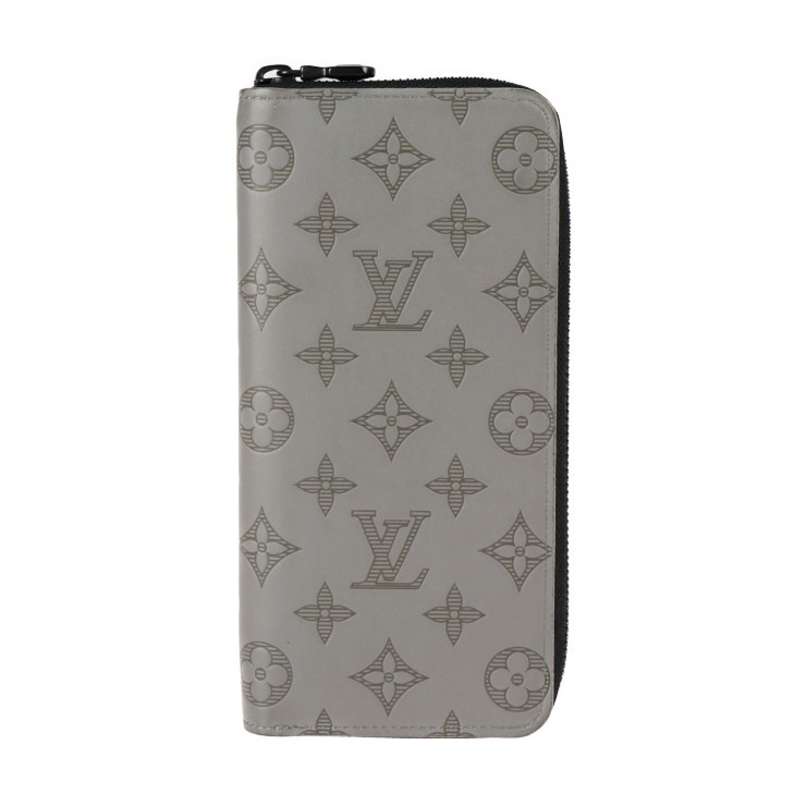 LOUIS VUITTON ルイ ヴィトン 二つ折り財布 M81384 ジッピーウォレット ヴェルティカル モノグラムシャドウ レザー グリ グレー ブラック金具 ラウンドファスナー 長財布 ビトン