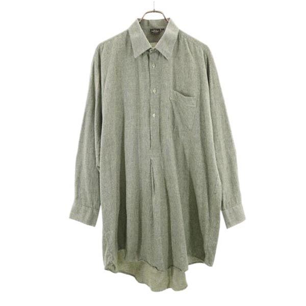 ヴィンテージ 70s ユーロ グランパシャツ 長袖 シャツ ワンピース 43 グリーン VINTAGE レディース