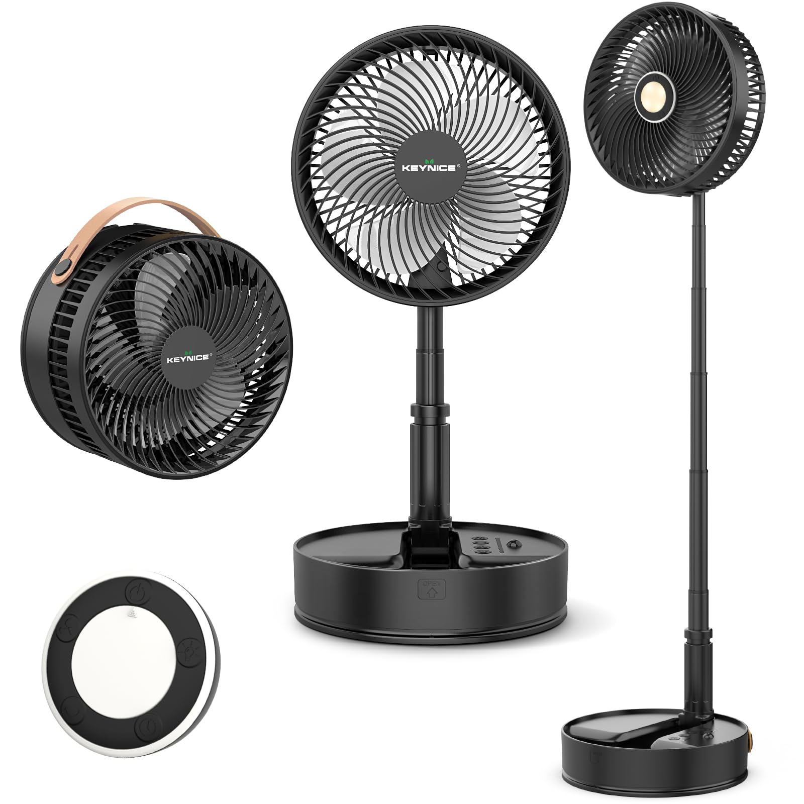 Keynice 扇風機 折り畳み 無段階伸縮式 リビング 首振り 卓上扇風機 dcモーター USB充電式 コードレス タイマー付き 静音 リモコン付き 7200mAh電池 節電 高さ自由調節 4段階風