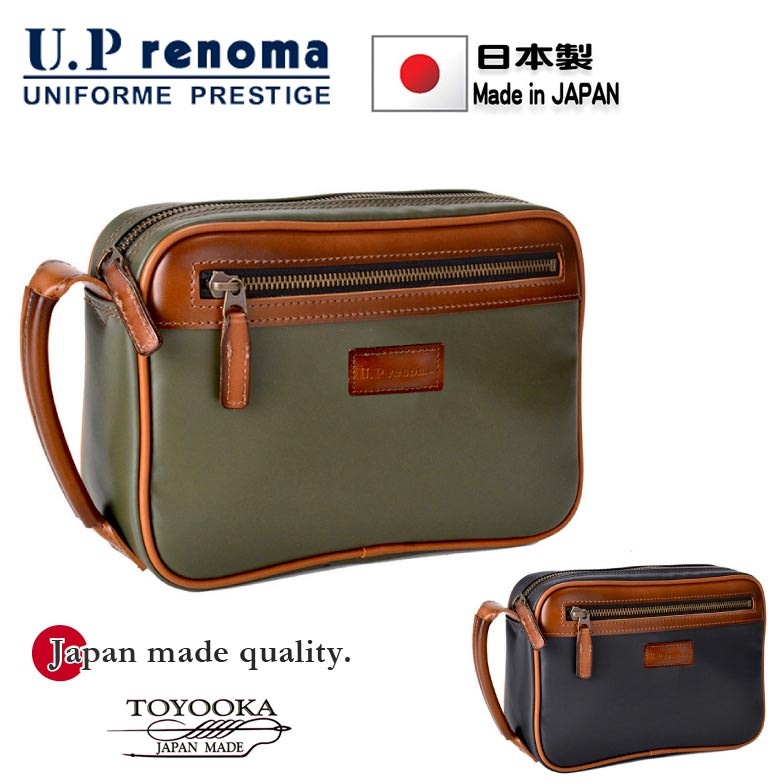 セカンドバッグ メンズ ポーチ 軽量 防水素材 ブランド 20100 U.Prenoma 日本製 豊岡鞄 横型 おしゃれ 旅行 冠婚葬祭 お散歩 ハンドバッグ フェイクレザー