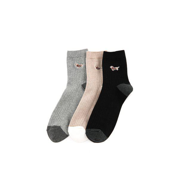 [25FW] [フント] ソリッド リブ ミドル丈ソックス 3足セット DMSS5F003MU