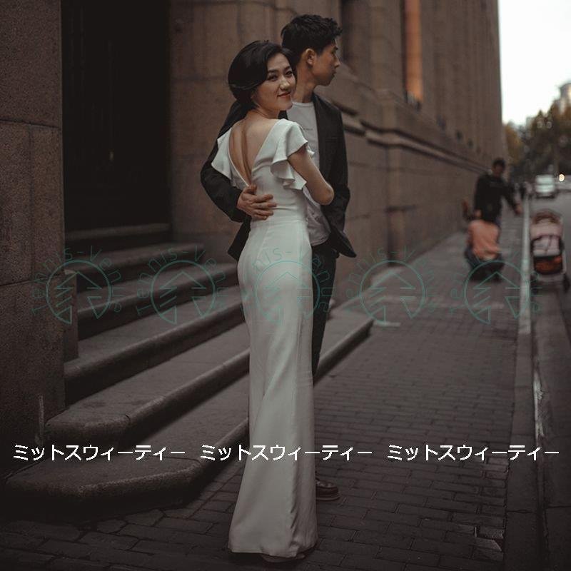 ウェディングドレス ロングドレス 結婚式 ウエディングドレス バックレス タイトドレス 二次会 花嫁