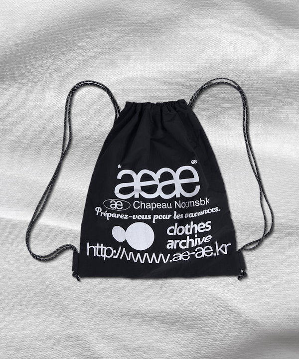 韓国限定】aeae WEB LOGO GYM SACK ナップサック ブラック 新品】韓国