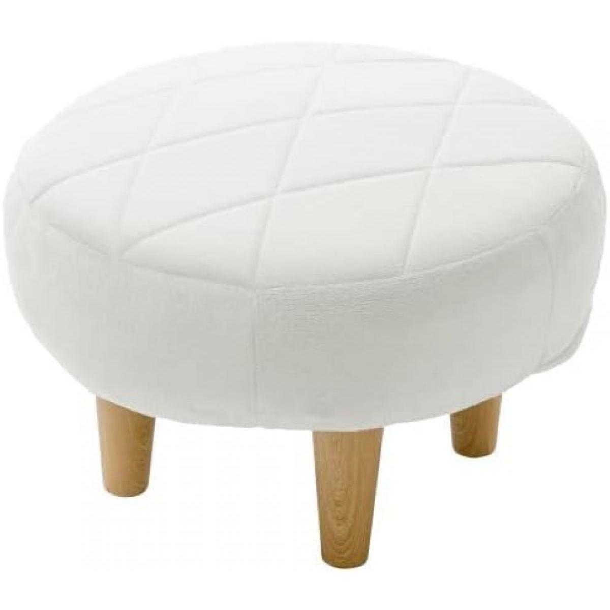 【I】セルタン 丸型 オットマン ダイヤモンドキルト ホワイト A1058p-OT-359WH ポケットコイル スツール かわいい 【受注生産品】【代引不可/沖縄・離島不可