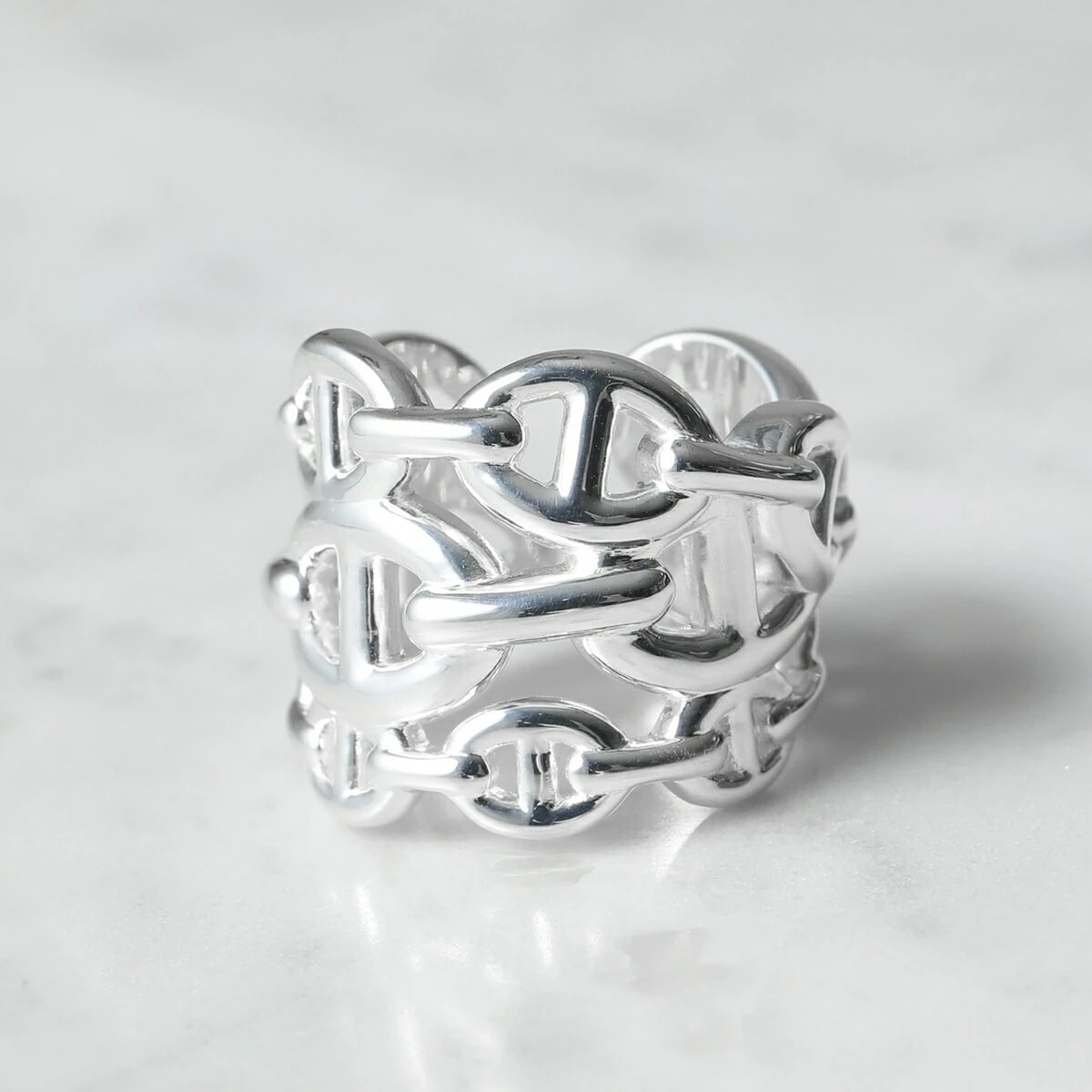 HERMES エルメス リング シェーヌダンクル アンシェネ GM Chaine dancre Enchainee H109506B メンズ アンカー チェーン 指輪 silver925 SV シルバ