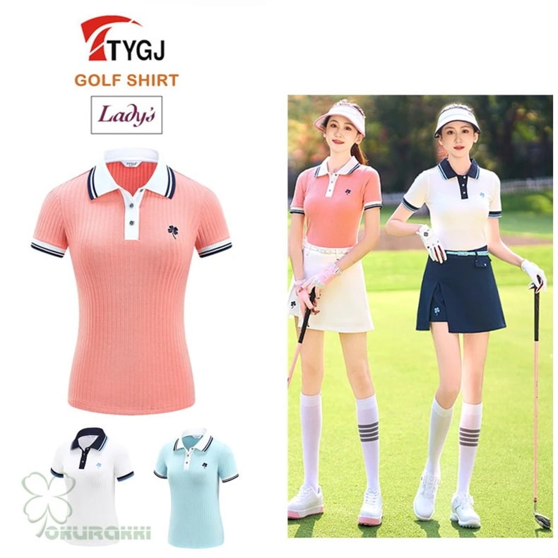ゴルフ 半袖ポロシャツ ゴルフウェア 通気速幹 ストレッチ シャツ レディース ポロシャツ 春夏新作モデル2506gfshirt08