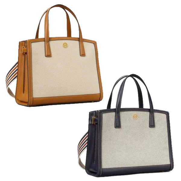 Small Walker Canvas Satchel In Natural/navy 79497