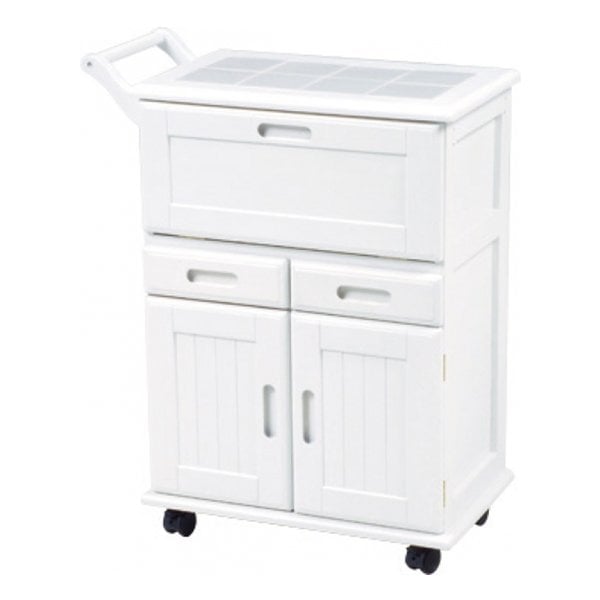 キッチンワゴン ホワイト 幅59cm 扉付き目隠し収納 MW-3709WH