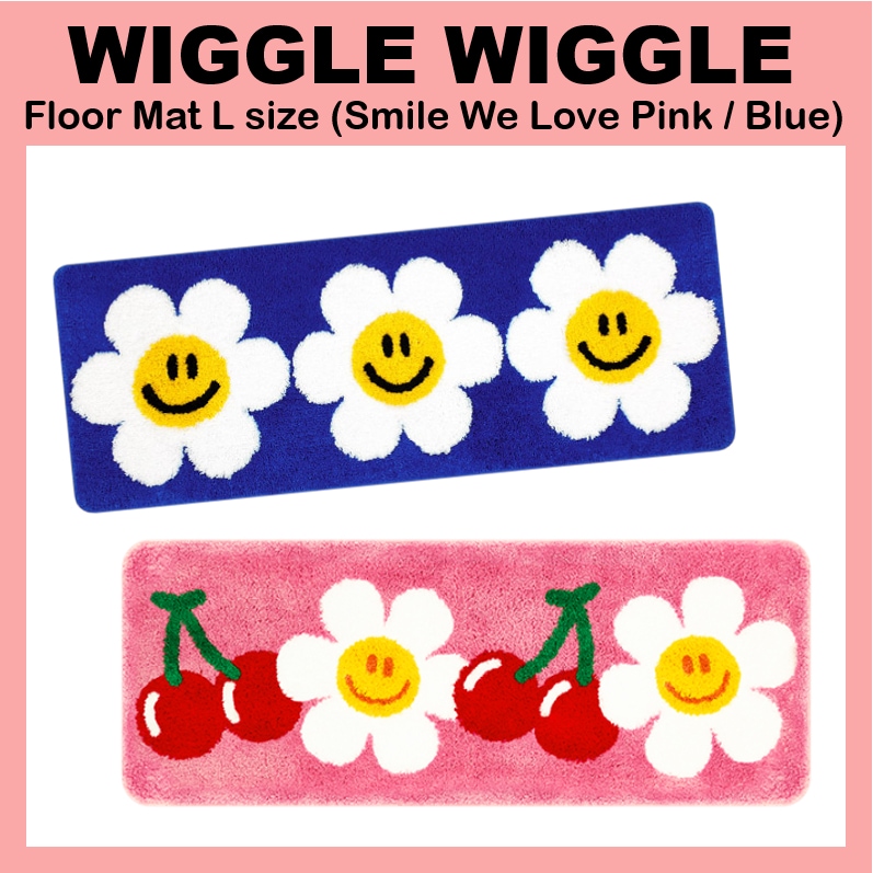 [ウィグルウィグル] フロアマット Lサイズ (スマイル・ウィ・ラブ ピンク／ブルー)