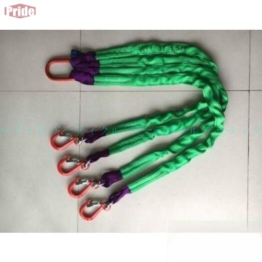 激安セール4本吊り ベルトスリング 作業用 荷吊り 合金鋼製フック付き リング付き ポリエステル製 1.5m 耐荷重2t