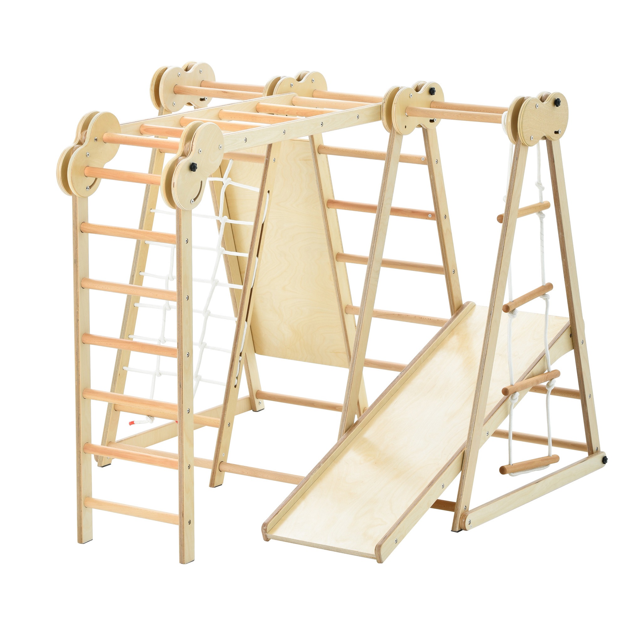 【安心保証】【元SKU：WF292029】大型遊具 ジャングルジム 折り畳み収納 滑り台 室内 木製 天然木 耐荷重40kg 室内ジム 遊具 室内遊具 すべり台 屋内 家庭用 子供 キッズ 2歳~6歳