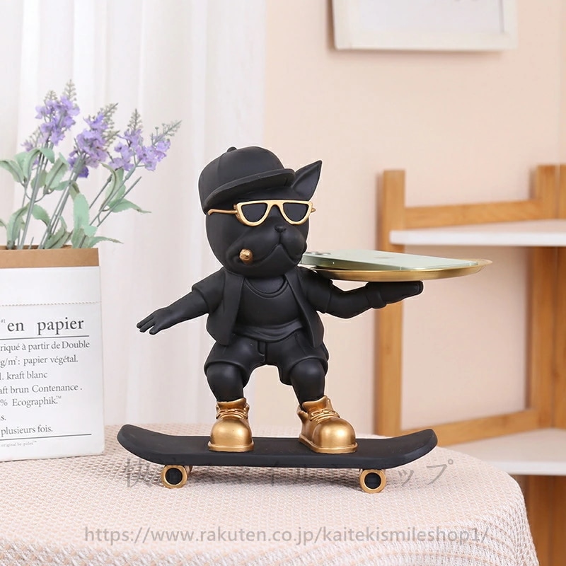 大人気 置物 犬の像の装飾トレイ フレンチブルドック トレイ キー収納トレイ　鍵置き 眼鏡 リモコン 化粧品 小物収納 インテリア 雑貨 樹脂 彫刻装飾　贈り物 文房具 収納 キー収納 金属 玄関収納 6,474円