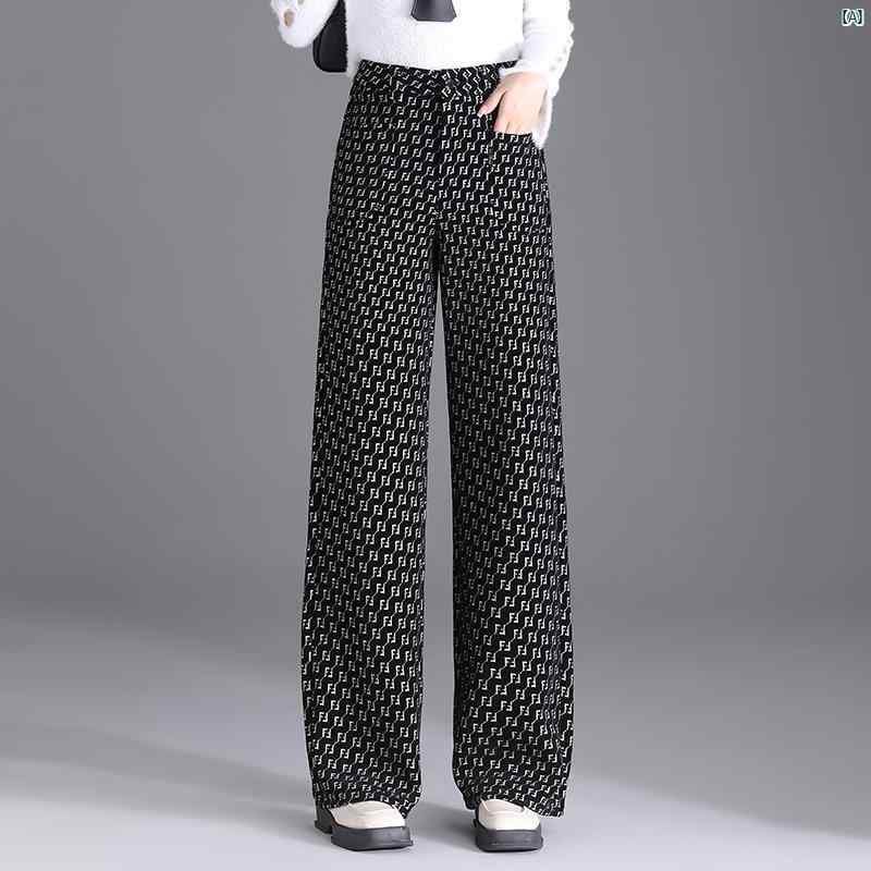 レディース　ファッション　オシャレ　シンプル チェック柄 ワイド レッグ パンツ 春秋 ハイウエスト スリム ロング mm ストレート カジュアル