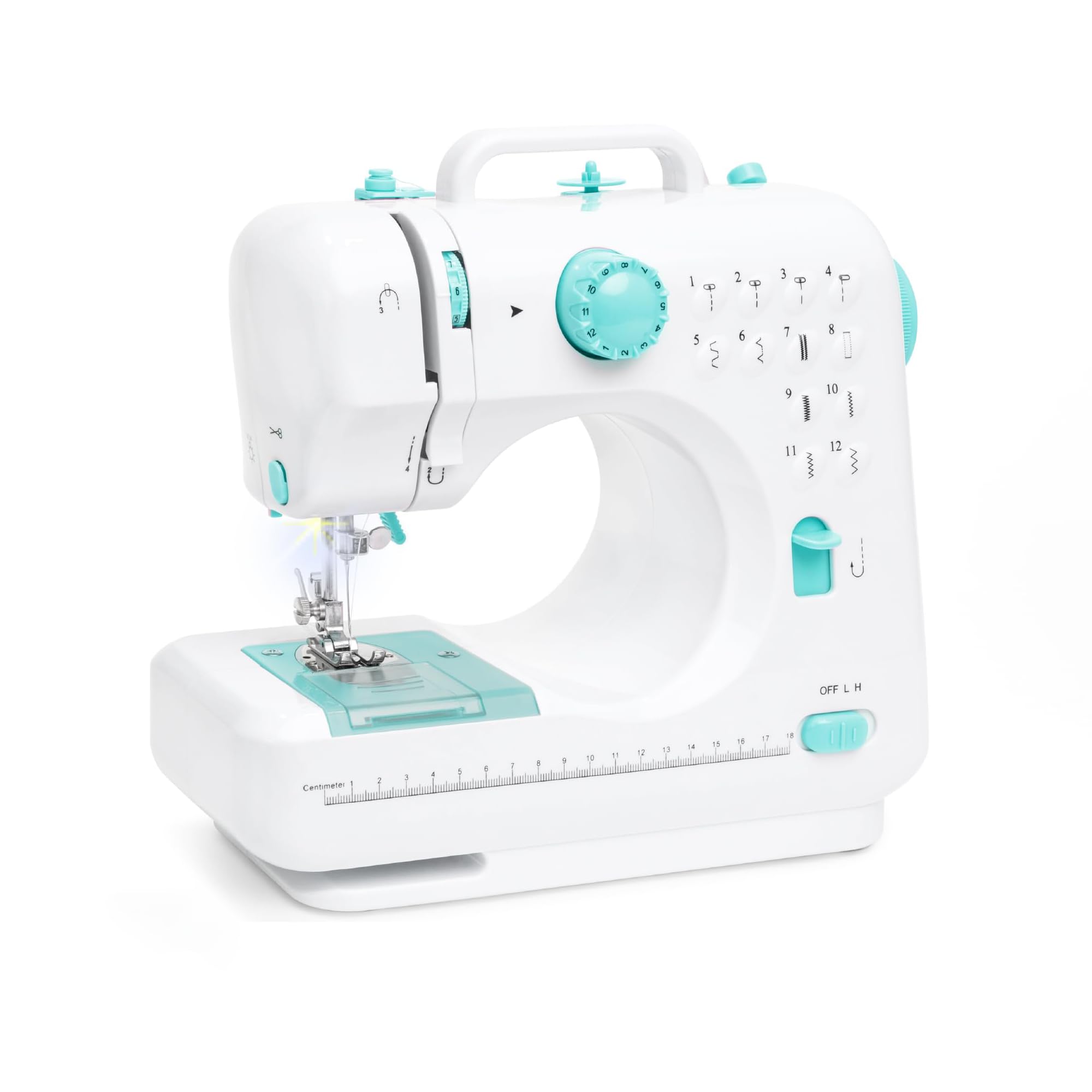 ミシン コンパクト 正/逆縫いモード 2way給電 日常手作り縫製 日本語説明書付き[Blue- 本体のみ]
