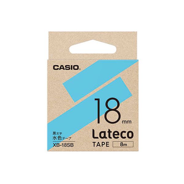 (5個セット) カシオ計算機 Lateco 詰め替え用テープ 18mm 水色テープ 黒文字 XB-18SBX5