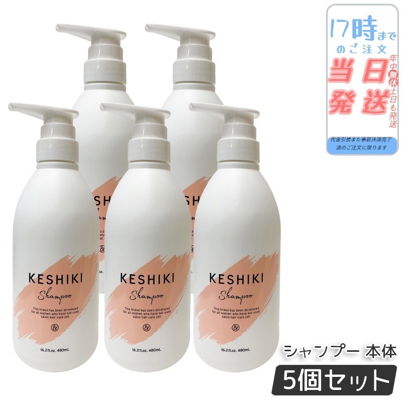 【5個セット】ケシキ シャンプー 480ml 本体 KESHIKI ヘアトリートメント 潤い成分 美容液 保湿成分 ダメージ補修 サロン専売品 美容室 美容院 天然由来成分