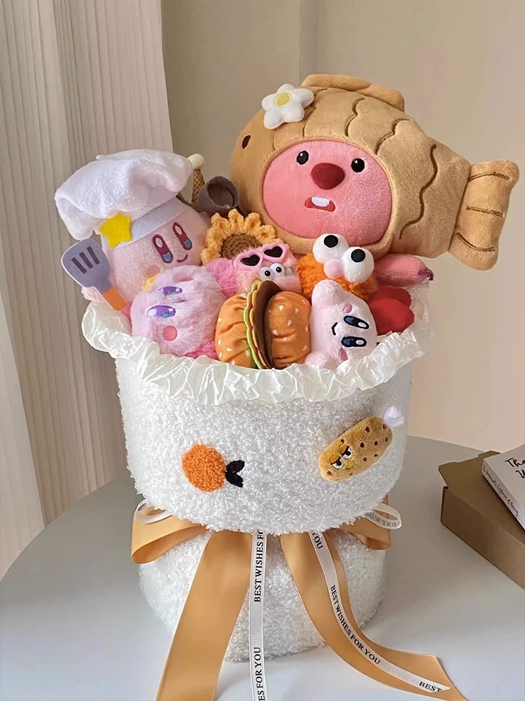 ルーピーブーケぬいぐるみリトルビーバー漫画かわいい完成品彼女と親友の誕生日へのバレンタインデーの贈り物 母の日