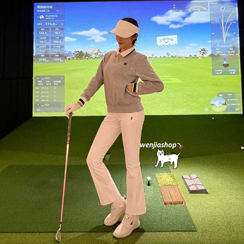 ゴルフウェア 2025 春 上下セット 長袖 スウェット トレーナー poloシャツ ロングパンツ ズボン レディース 韓国風 秋冬 保温 ゴルフスカート スポーツ テニスウェア 白 黒 グレー