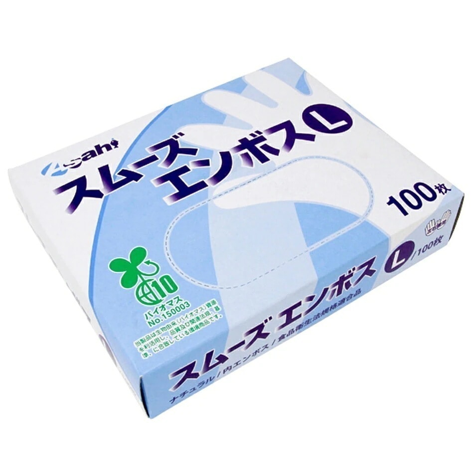 スムーズエンボス　手袋　Lサイズ　100枚入×60箱【取り寄せ商品・即納不可・代引き不可・返品不可】