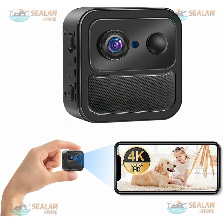 【即納】防犯カメラ 家庭用 4K スマホ連動対応 wifiカメラ 動体検知 小型カメラ 50日間待機可能 リアルタイム遠隔 監視カメラ 室内室外 留守番カメラ 簡単