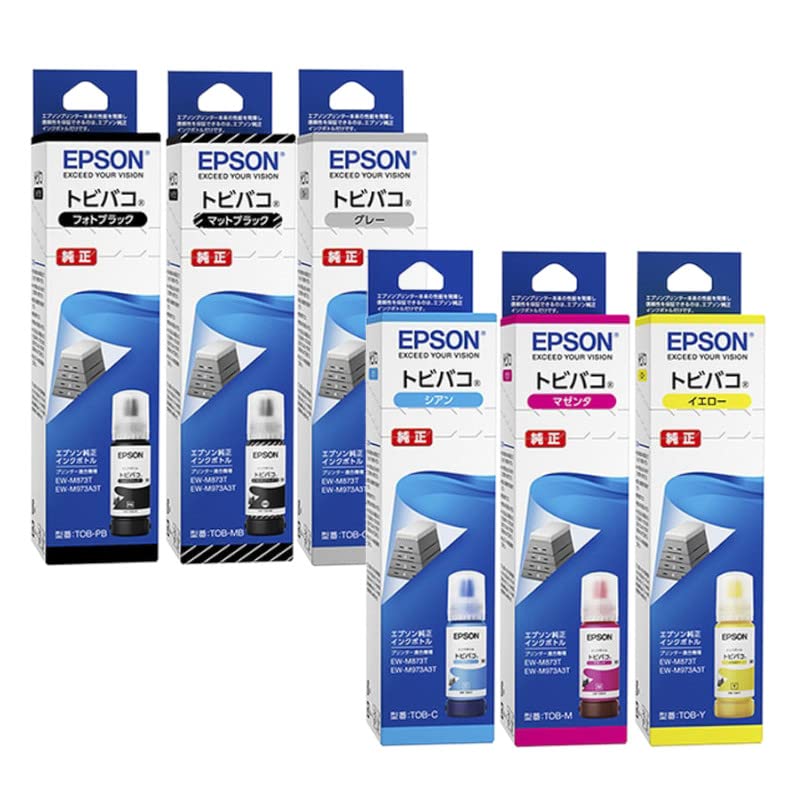 【純正品６色】 (トビバコ) インクタンク 純正 6色セット TOB-6C (TOB-MB TOB-PB TOB-C TOB-M TOB-Y TOB-GY)