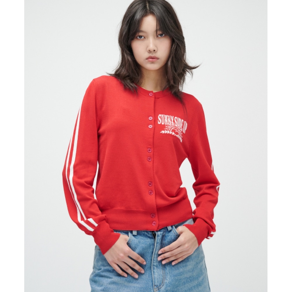 TAKEASY (レディース) ラインサマーカーディガン (ストロベリー)