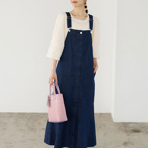 [最安値挑戦]！デニムサロペットフレアーワンピース レディース 春 ワンピース