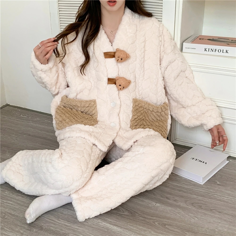 マタニティ パジャマ 冬 モコモコ クマ 柔らかい おしゃれ 長袖 マタニティ ルームウェア 授乳口 付き ウエスト調節 パジャマ 上下セット マタニティ パジャマ ギフト パンツ トップス かわいい 5,510円
