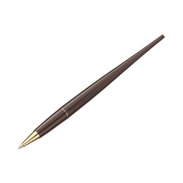 （まとめ）TANOSEE デスクボールペン0.7mm ブラウン 黒インク 1本(×10セット)