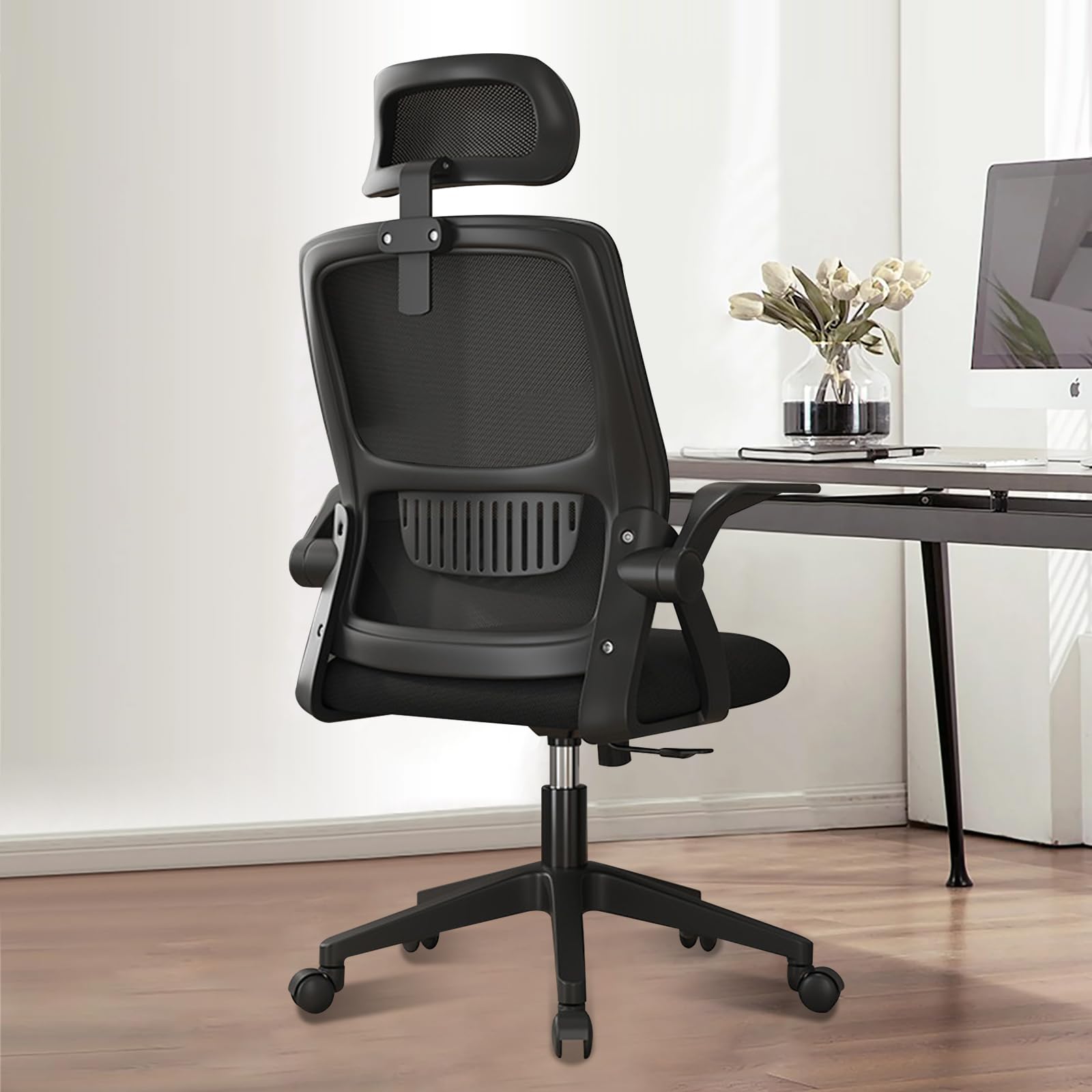 [Goswave] オフィスチェア 椅子 テレワーク 疲れない デスクチェア パソコンチェア ワークチェア 通気性メッシュ 跳ね上げ式アームレスト ロッキング機能 勉強/テレワーク/家庭用/事務所用