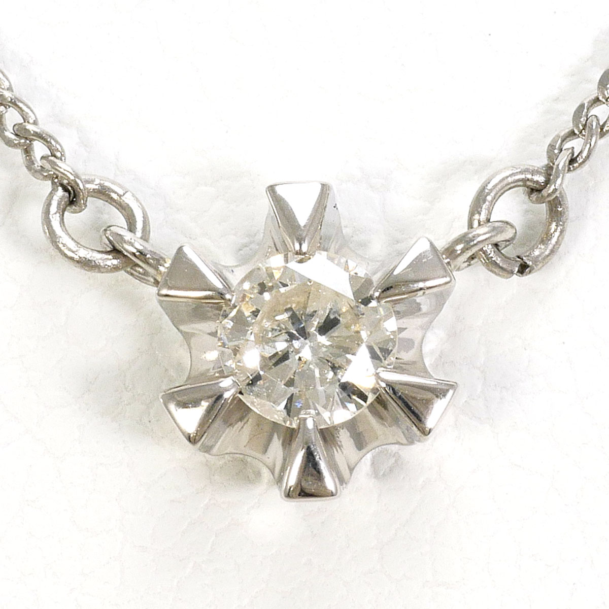 PT850 プラチナ ネックレス ダイヤモンド 0.21ct 総重量約2.9g 約38cm 中古