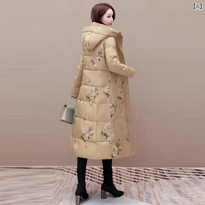 レディース ダウンジャケット 綿コート 冬 綿コート 厚手 丈 膝丈 綿入り ジャケット