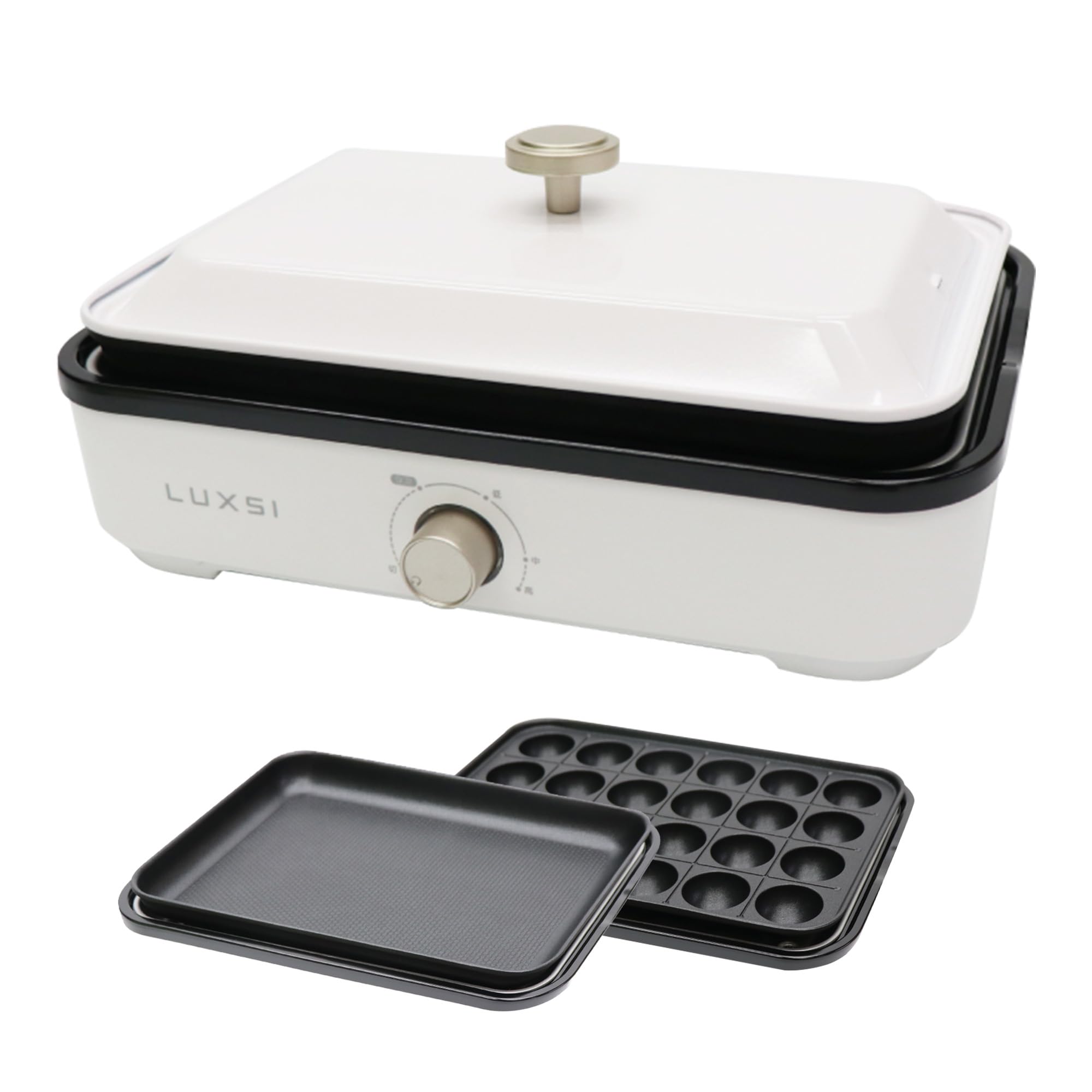 [東京Deco] 2WAY ホットプレート 着脱式 1000W 2枚組 フラット/たこ焼き(24個)プレート付き [3段階温度調節/フッ素加工/1000W大火力] お手入れ簡単 一人暮らし パーティー