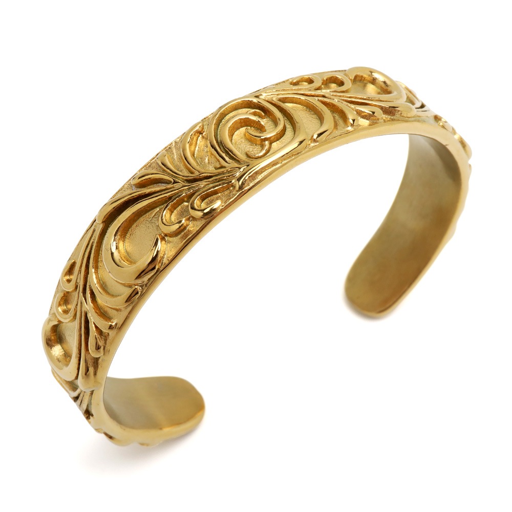 ステンレス 唐草バングル [b106]