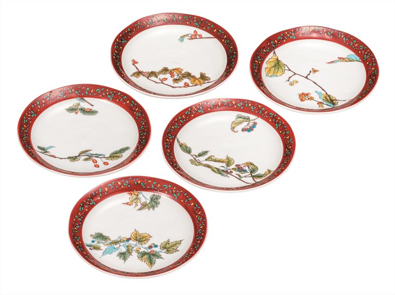 九谷焼いわたや 5.5号皿揃木の実絵変り K9-108