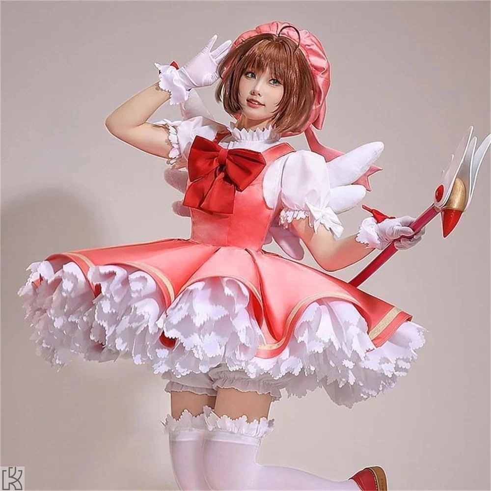 カードキャプターさくら 周辺 木之本 桜 かつら ドレス 魔法の棒 コスチューム コスプレ衣装 変装 仮装 文化祭 学園祭 イベント 撮影用 パーティー ハロウィン イベント 飾り
