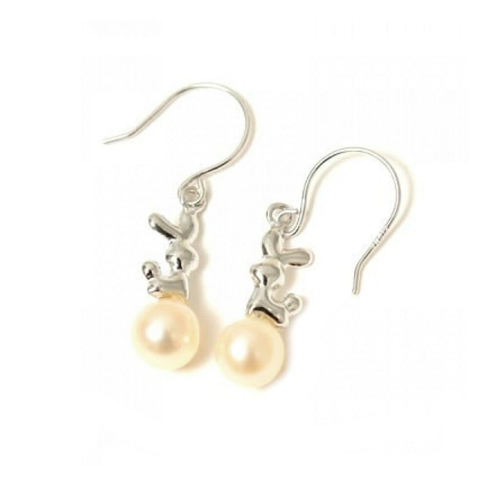 me on ジプシーピアス レディース K10WG ウサギ ラビット　モチーフ パール フック