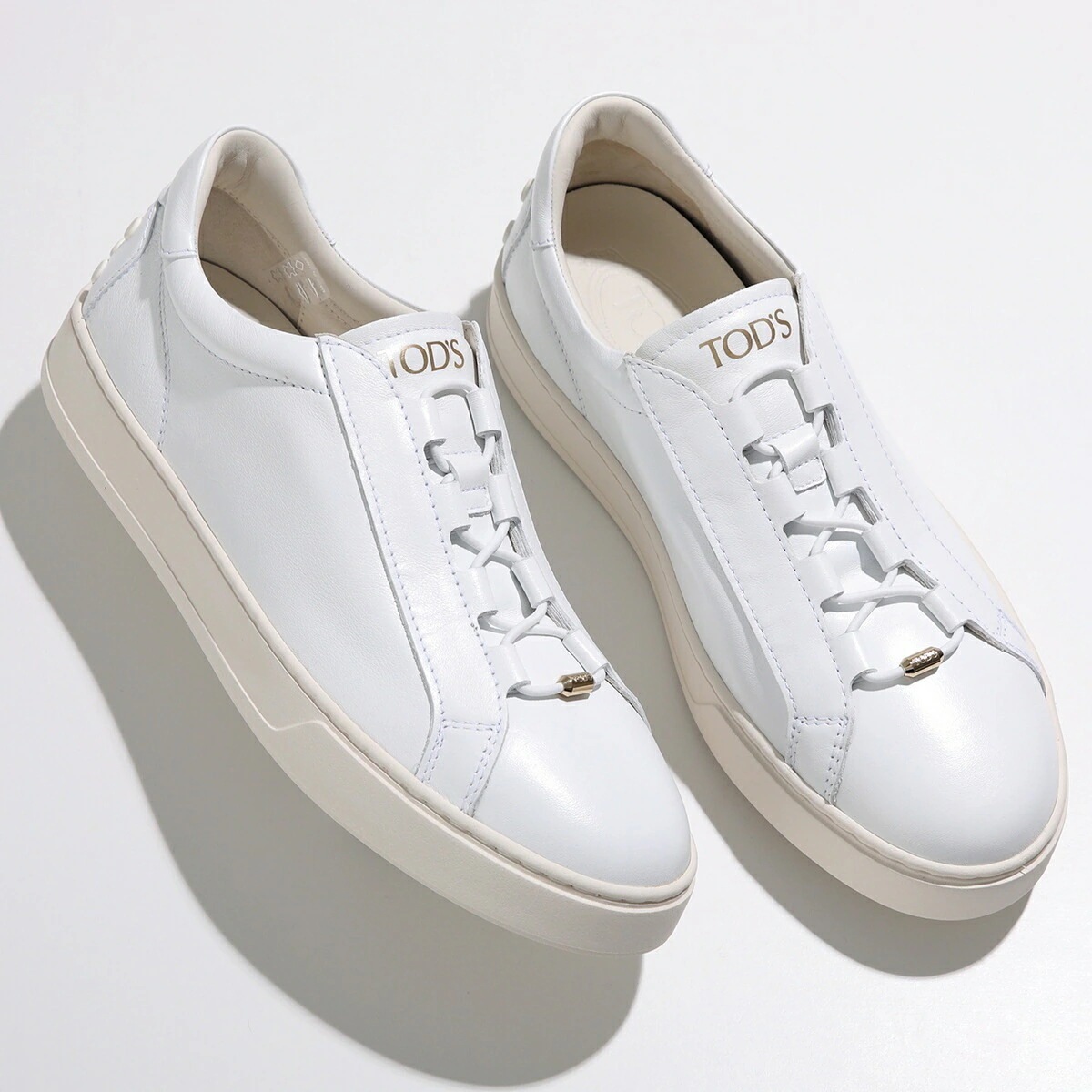 TODS トッズ スニーカー CASSETTA カセット XXW04L0JF40JUS レザー ローカット シューズ ゴム紐 ラバーぺプル ロゴ 靴 B001/BIANCO