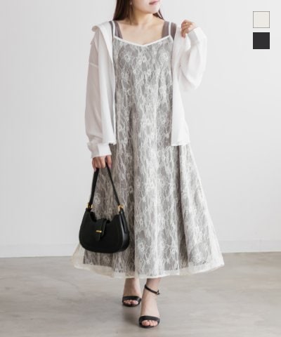 大きいサイズ レディース LL 3L 4L XL XXL XXXL CLETTEオリジナルレースキャミソールセット3WAYワンピース