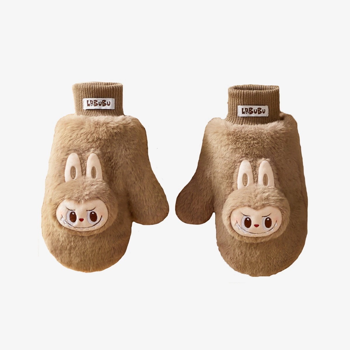 公式正規品POP MART Warm Fluffy LABUBU Plush Gloves らふぶぬいぐるみ手袋 厚くて暖かい アウトドアライディングに適したホルターネックデザイン