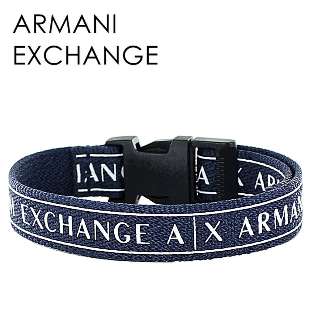 ロゴ ブレスレット メンズ レディース アルマーニエクスチェンジ ネイビーブルー 大人 シンプル 男性 女性 プレゼント ユニセックス アクセサリー ジュエリー ギフト 誕生日 記念日 贈り物 ポイン