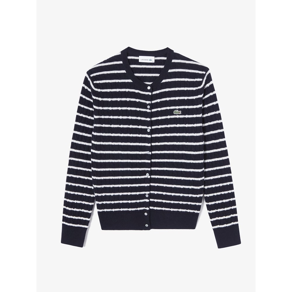 LACOSTE 女性用ケーブルクルーネックカーディガン AF091E-54N HDE Q2NAF091E-54NHDE