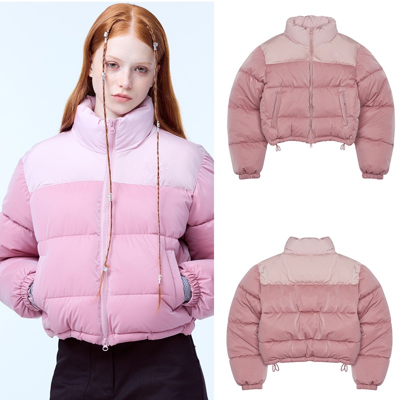 AM GLOSSY SHORT PUFFER JACKET (PINK)